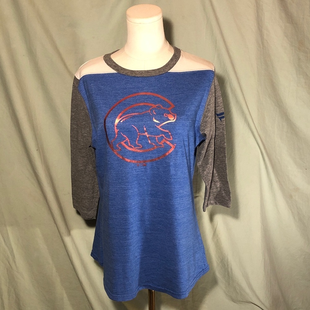 Fanatics Cubs Heather Gray and Blue Tee